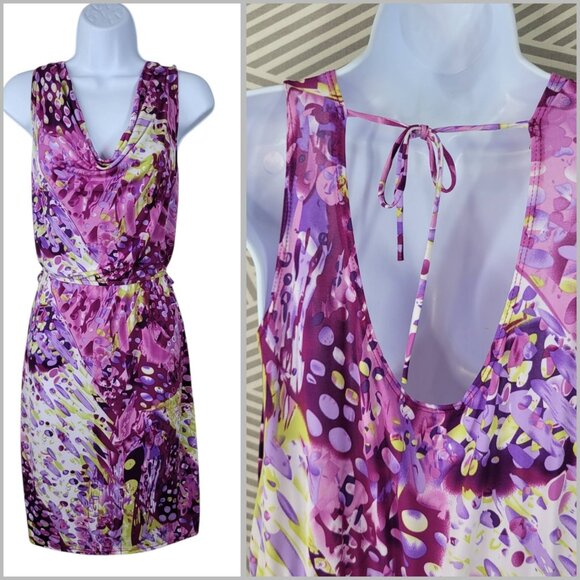 Jonathan Martin Size Small Dress Y2K Pink Print Slip Stretch Vintage Y2K - Picture 1 of 7